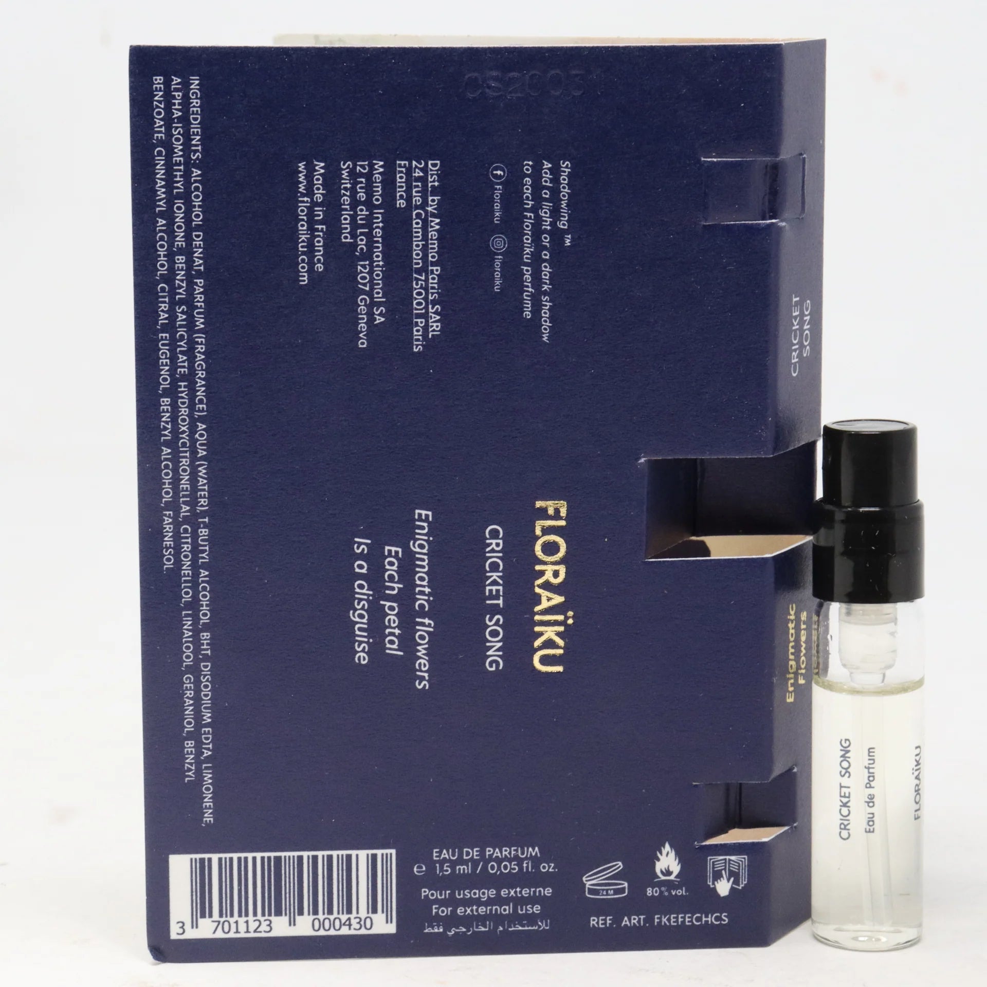 Floraiku Cricket Song フレグランスの公式香水サンプル 1.5ml 0.05 fl.オンス Floraiku Cricket Song フレグランスの公式香水サンプル 1.5ml 0.05 fl.オンス